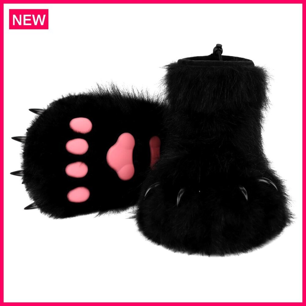 Faux Fur Animal Paw Slippers for Adults Kids Cosplay Costume Accessories